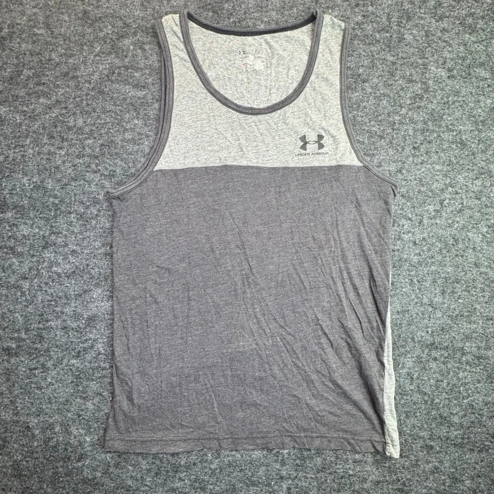 Under Armour‎ Tank Top Mens Small Grey HeatGear Colorblock Sleeveless Shirt